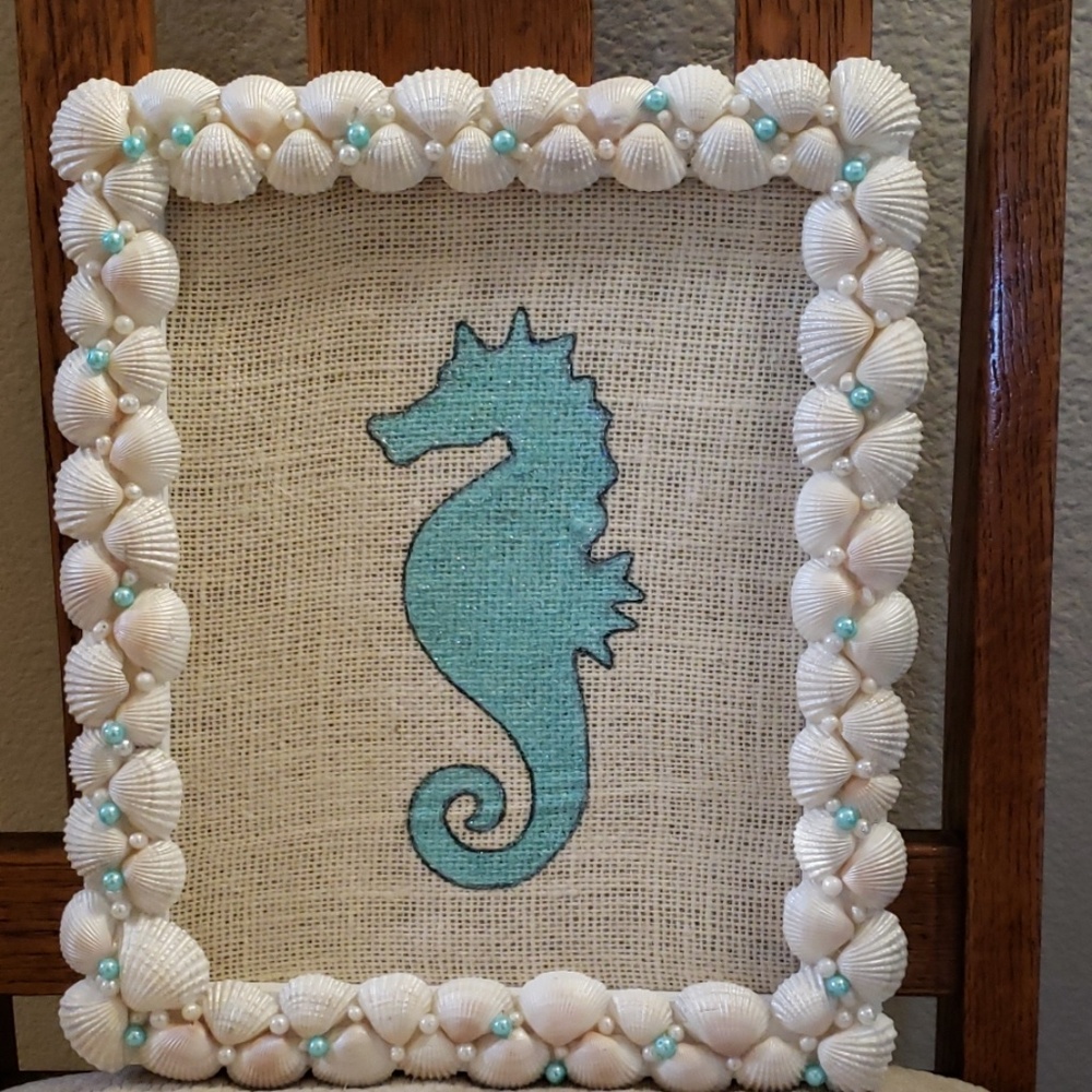 Beach decor, seashell frame